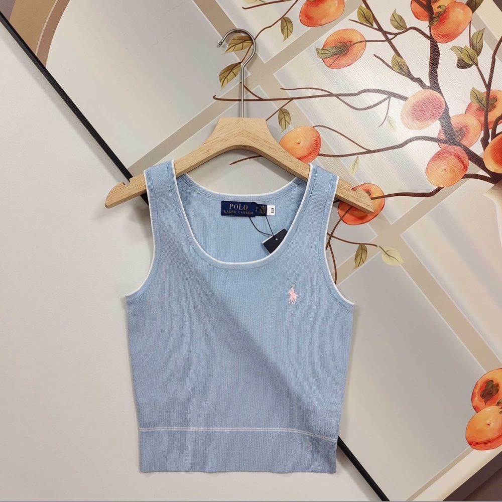 Polo by Ralph Lauren Light Blue Ribbed Tank with Pink Pony